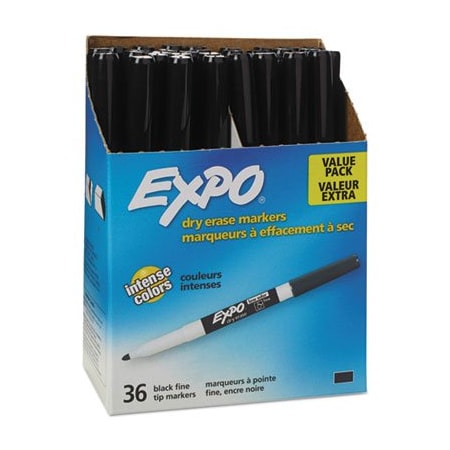 Sanford EXPO, LOW-ODOR DRY-ERASE MARKER, FINE BULLET TIP, BLACK, 36PK 1921062